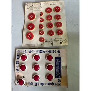 Vintage Costumakers Nouveaute Red White Buttons Lot of 25 Sewing Notions Retro